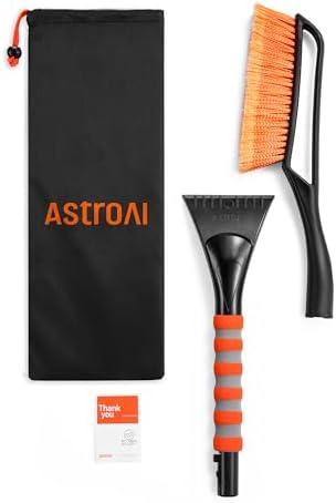 AstroAI 27" Snow Brush and Ice Scrapers for Car Windshield, Detachable Snow Scrapers with Ergonomic Foam Grip for Cars, Trucks, SUVs (Heavy Duty ABS, PVC Brush, Orange) - Image 9