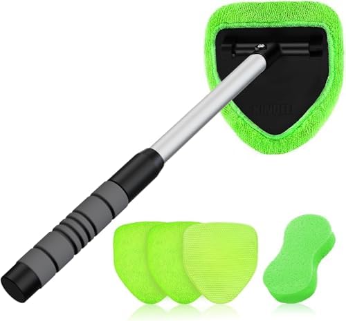 XINDELL Windshield Cleaner Tool – Car Interior Window Cleaning Kit with Extendable Handle & 4 Microfiber Pads, Auto Wiper Inside Windshield Brush for Car & Home Windows - Image 2