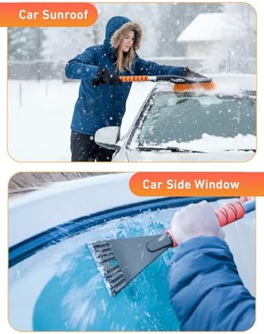 EcoNour 27" Aluminum Ice Scrapers for Car Windshield | Car Window Scraper and Snow Brush with Ergonomic Foam Grip Winter Accessories (Orange) - Image 5