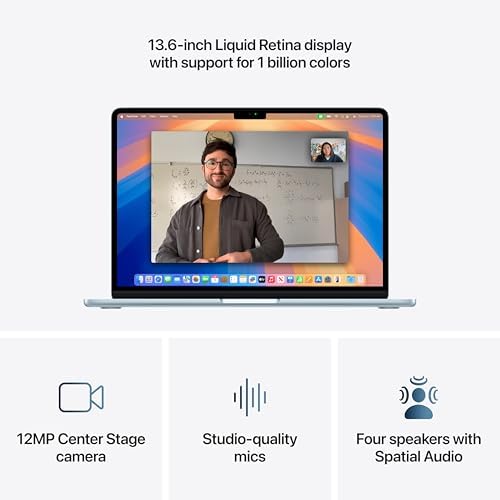 Apple 2025 MacBook Air 13-inch Laptop with M4 chip: Built for Apple Intelligence, 13.6-inch Liquid Retina Display, 16GB Unified Memory, 256GB SSD Storage, 12MP Center Stage Camera, Touch ID; Sky Blue - Image 5
