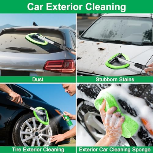 XINDELL Windshield Cleaner Tool – Car Interior Window Cleaning Kit with Extendable Handle & 4 Microfiber Pads, Auto Wiper Inside Windshield Brush for Car & Home Windows - Image 5