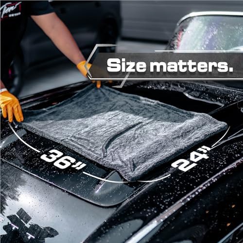 Blackline 24"x36" Twisted-Loop Drying Towel, 1300GSM, Streak Free, Lint Free, Reusable - Car Accessories, Bath Towels, Microfiber Cleaning Cloth - One Pass is All You Need - Image 7