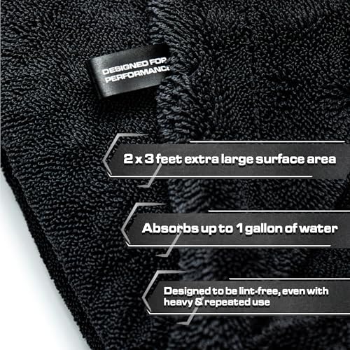 Blackline 24"x36" Twisted-Loop Drying Towel, 1300GSM, Streak Free, Lint Free, Reusable - Car Accessories, Bath Towels, Microfiber Cleaning Cloth - One Pass is All You Need - Image 6