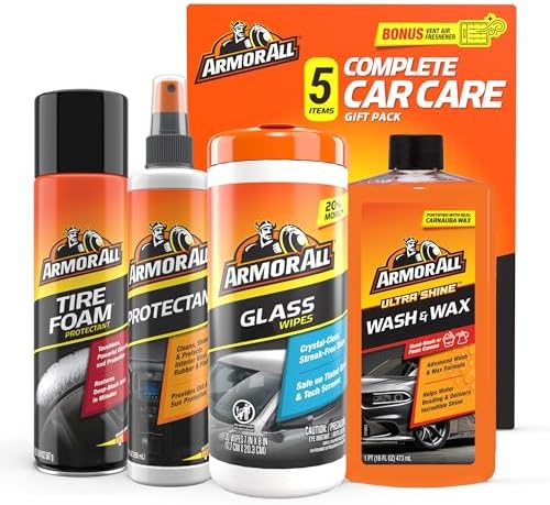 Armor All Car Wash and Car Cleaner Kit by Armor All, Includes Glass Wipes, Car Wash & Wax Concentrate, Protectant Spray and Tire Foam - Image 2