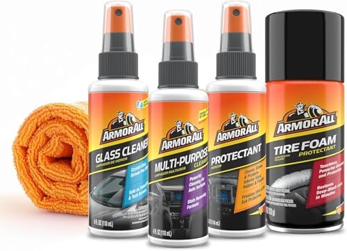 Armor All Car Wash and Car Interior Cleaner Kit, Includes Towel, Tire Foam, Glass Spray, Protectant Spray and Cleaning Spray, Multicolor, 5 Count (Pack of 1) - Image 2