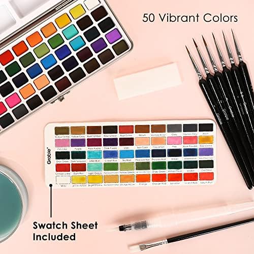Grabie 50 Colors Watercolor Paint Set, Detail Paint Brush Included, Watercolor Paints, Painting Sets, Art Supplies for Painting, Travel Watercolor Set, Amateur Hobbyists - Image 4