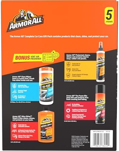 Armor All Car Wash and Car Cleaner Kit by Armor All, Includes Glass Wipes, Car Wash & Wax Concentrate, Protectant Spray and Tire Foam - Image 7