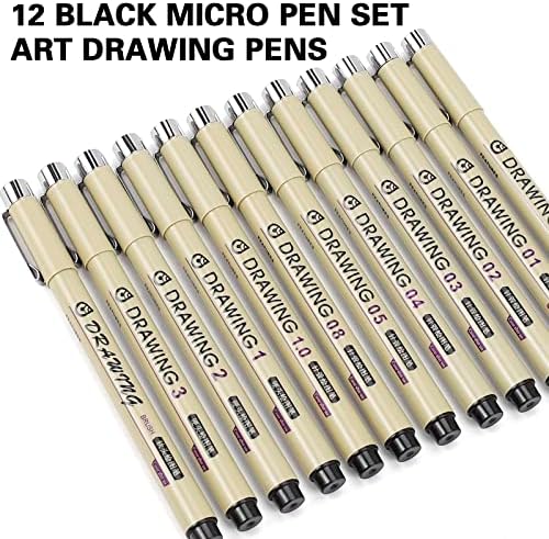 Muchcute Micro Fineliner Drawing Art Pens: 12 Black Fine Line Waterproof Ink Set Artist Supplies Archival Inking Markers Liner Sketch Outline Anime Gifts Manga Sketching Watercolor Zentangle Kit Stuff - Image 4