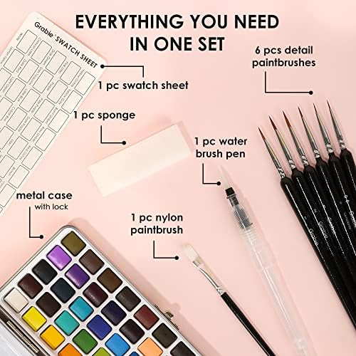 Grabie 50 Colors Watercolor Paint Set, Detail Paint Brush Included, Watercolor Paints, Painting Sets, Art Supplies for Painting, Travel Watercolor Set, Amateur Hobbyists - Image 3