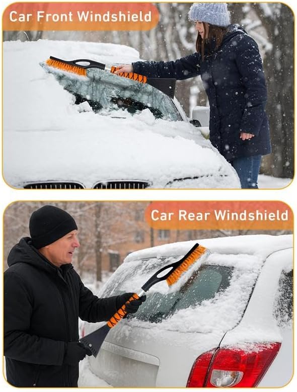 EcoNour 27" Aluminum Ice Scrapers for Car Windshield | Car Window Scraper and Snow Brush with Ergonomic Foam Grip Winter Accessories (Orange) - Image 9